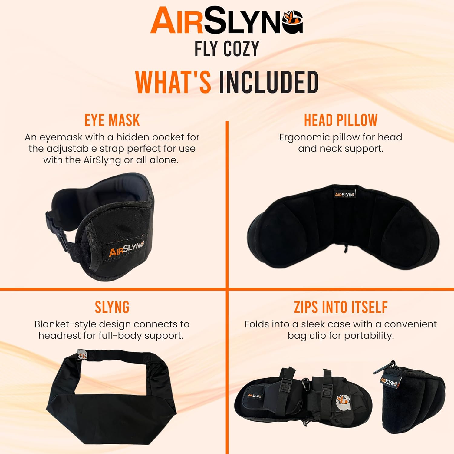 3-in-1 Airplane Sleep Support System - Integrated Plane Sleeping Accessories with Memory Foam Long Haul Flight Pillow, Adjustable Travel Eye Mask, and Blanket-Like Body Sling - Fits in Carry On - Image 8