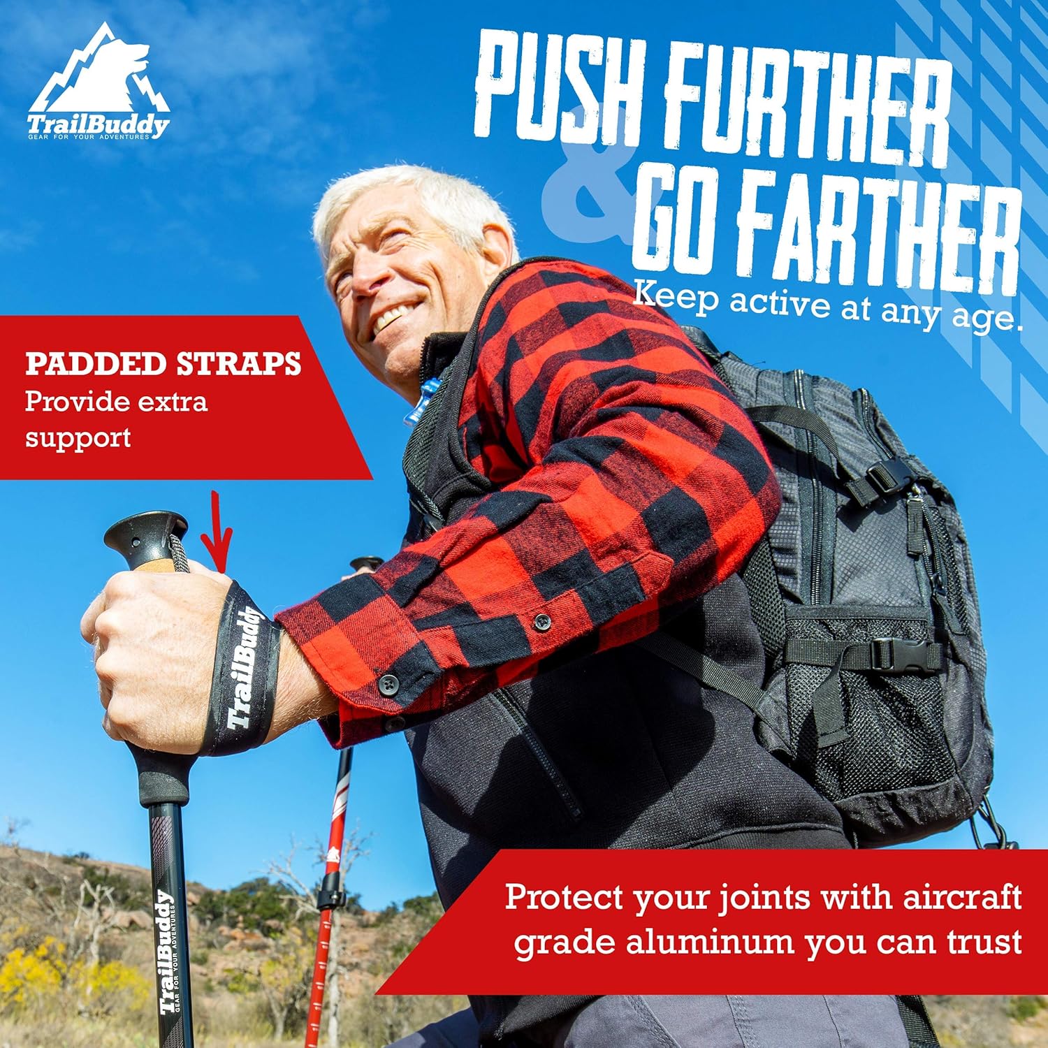 TrailBuddy Trekking Poles – Lightweight 7075 Aluminum Hiking Poles for Women, Men & Seniors – Collapsible Walking Sticks for Travel, Trails & Balance - Image 6