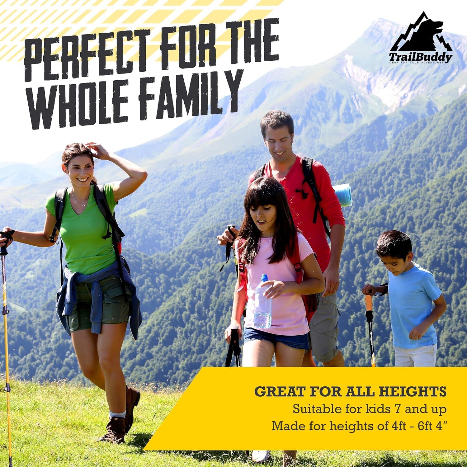 TrailBuddy Trekking Poles – Lightweight 7075 Aluminum Hiking Poles for Women, Men & Seniors – Collapsible Walking Sticks for Travel, Trails & Balance - Image 7